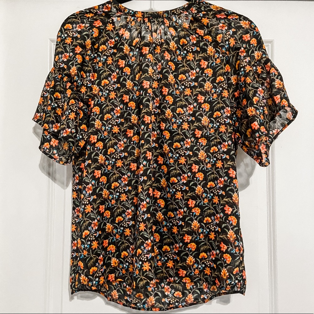 Loft Shimmer Floral Tie-Back Top • XS